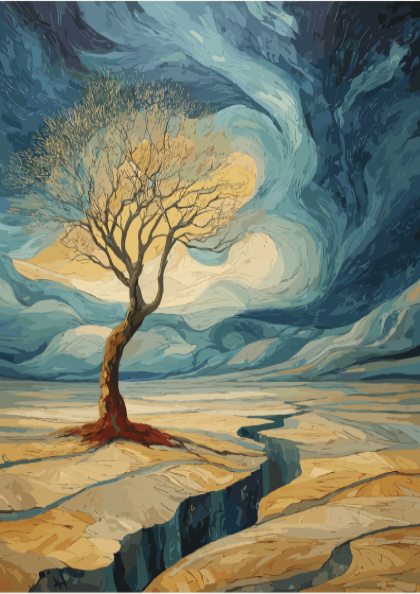 Rooted - Solitary Old Tree and Deep Visible Roots Wall Art
