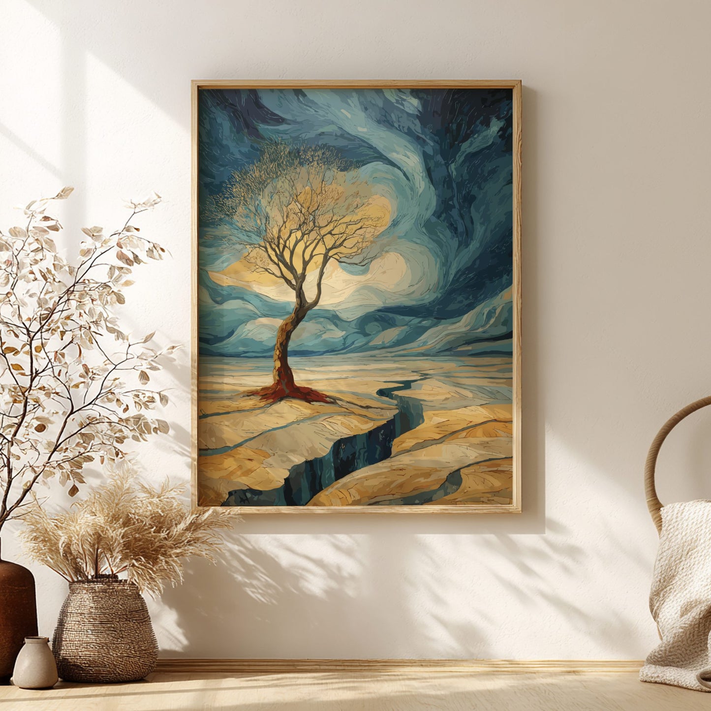 Rooted - Solitary Old Tree and Deep Visible Roots Wall Art