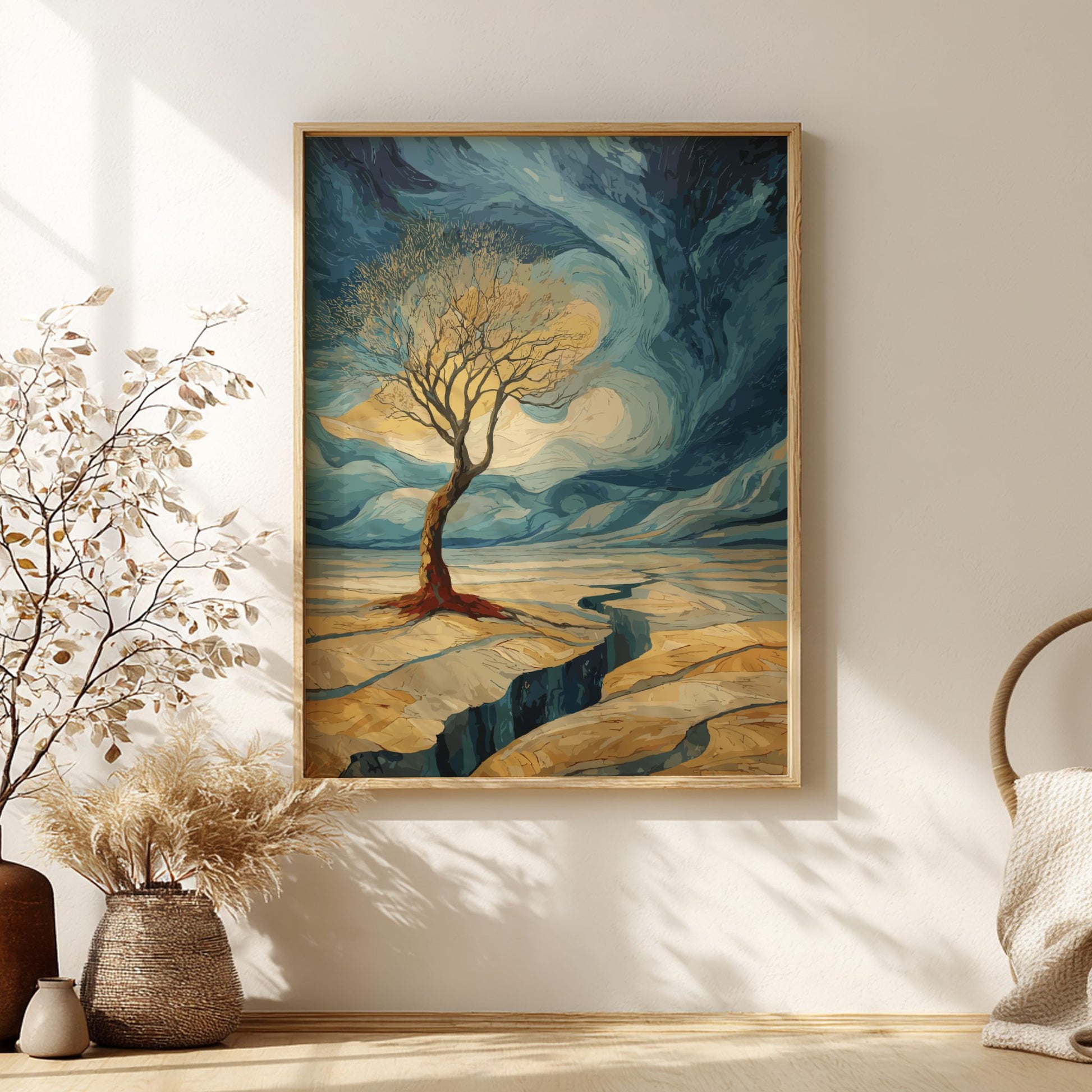 Rooted - Solitary Old Tree and Deep Visible Roots Wall Art