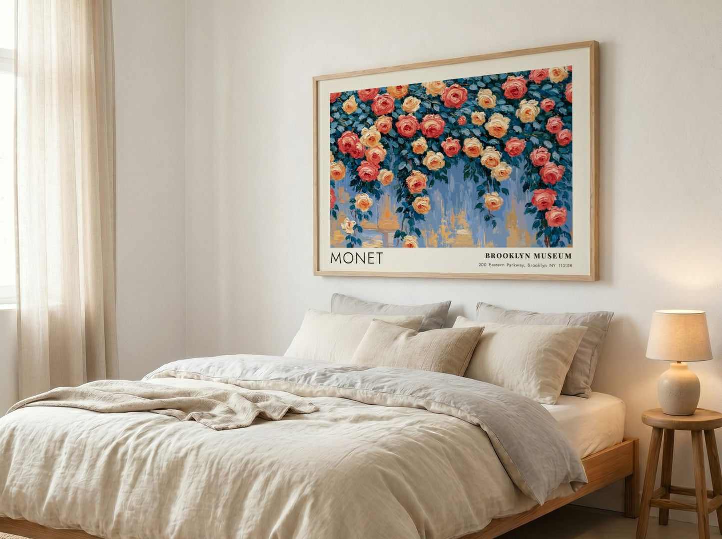 Roses Grimpantes wall art print featuring vibrant pink and yellow flowers in impressionistic style