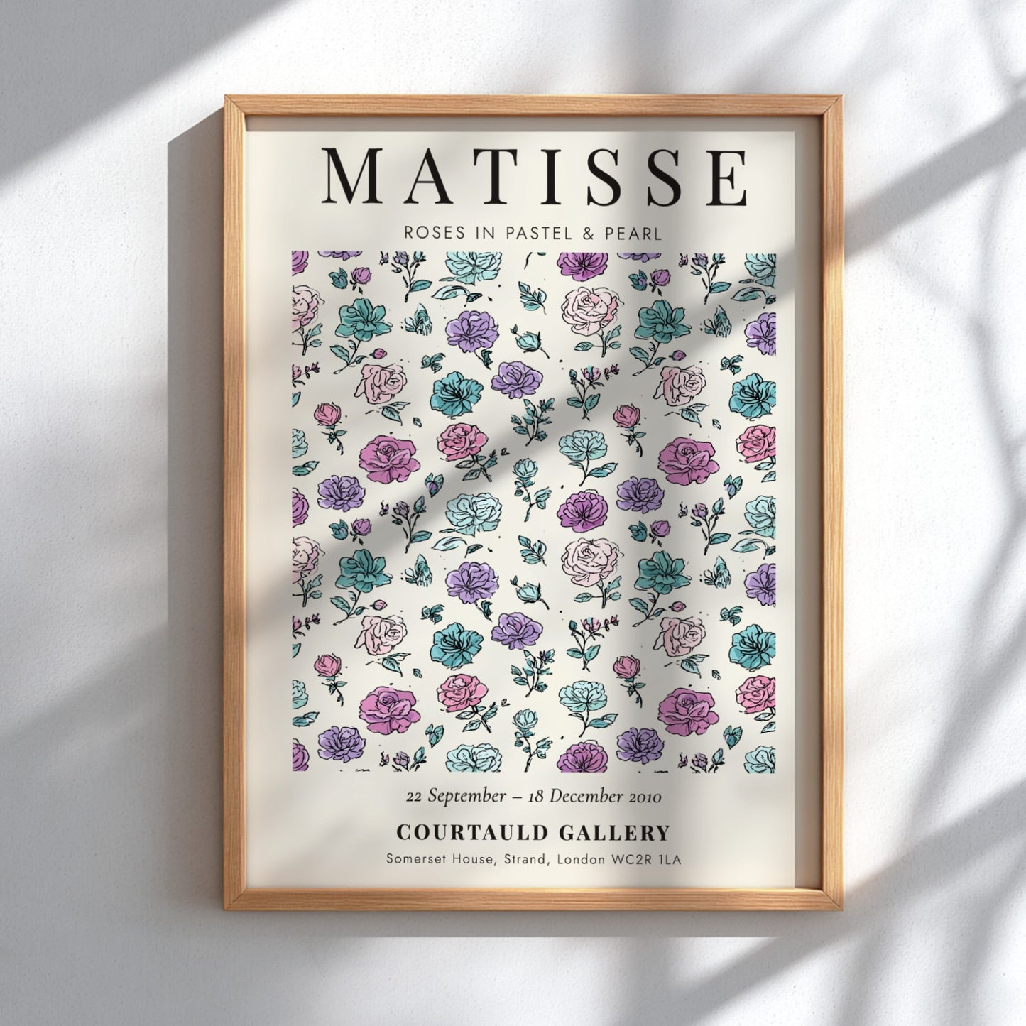 Henri Matisse poster featuring pastel roses in soft colors, floral art for wall decor