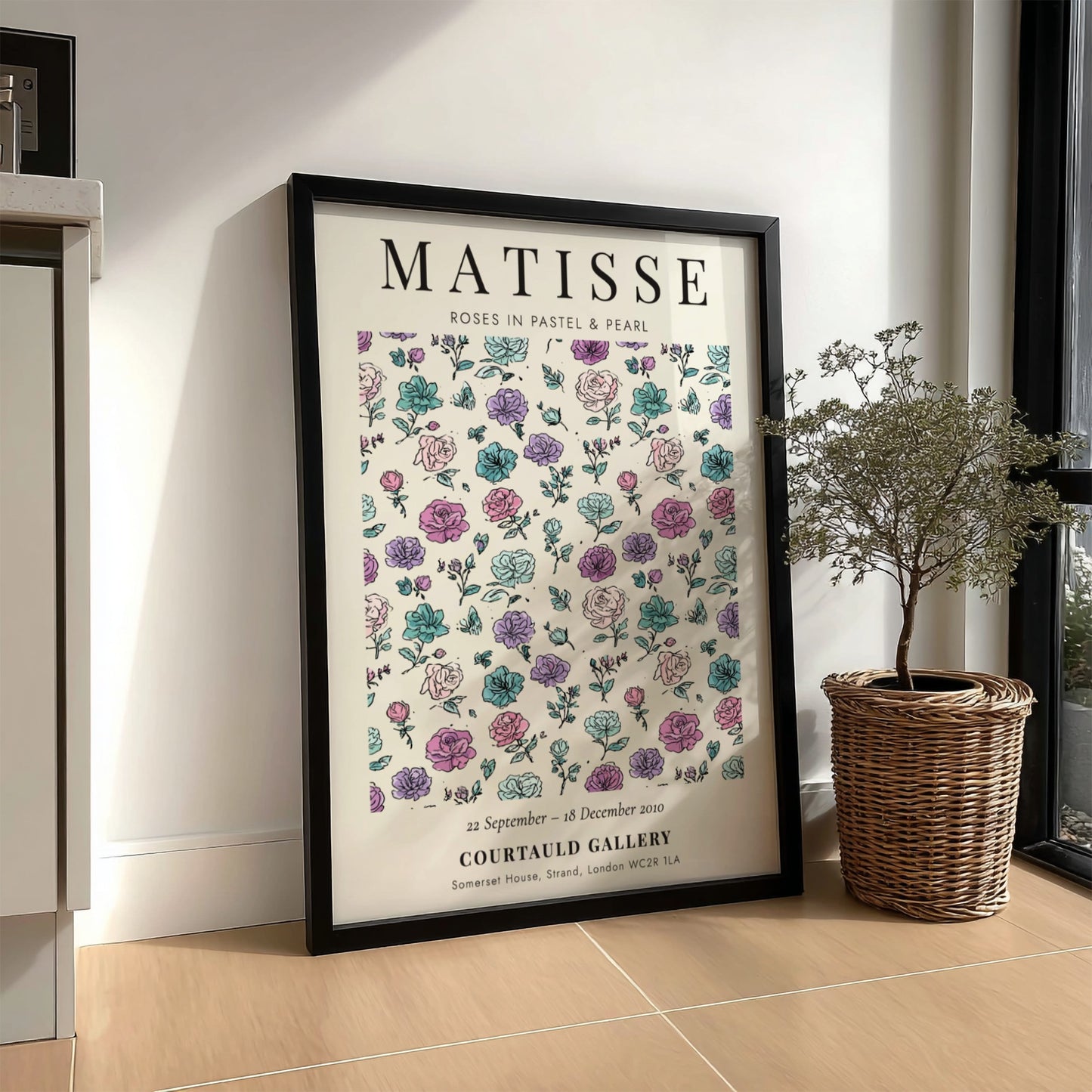 Henri Matisse poster featuring pastel roses in soft colors, floral art for wall decor