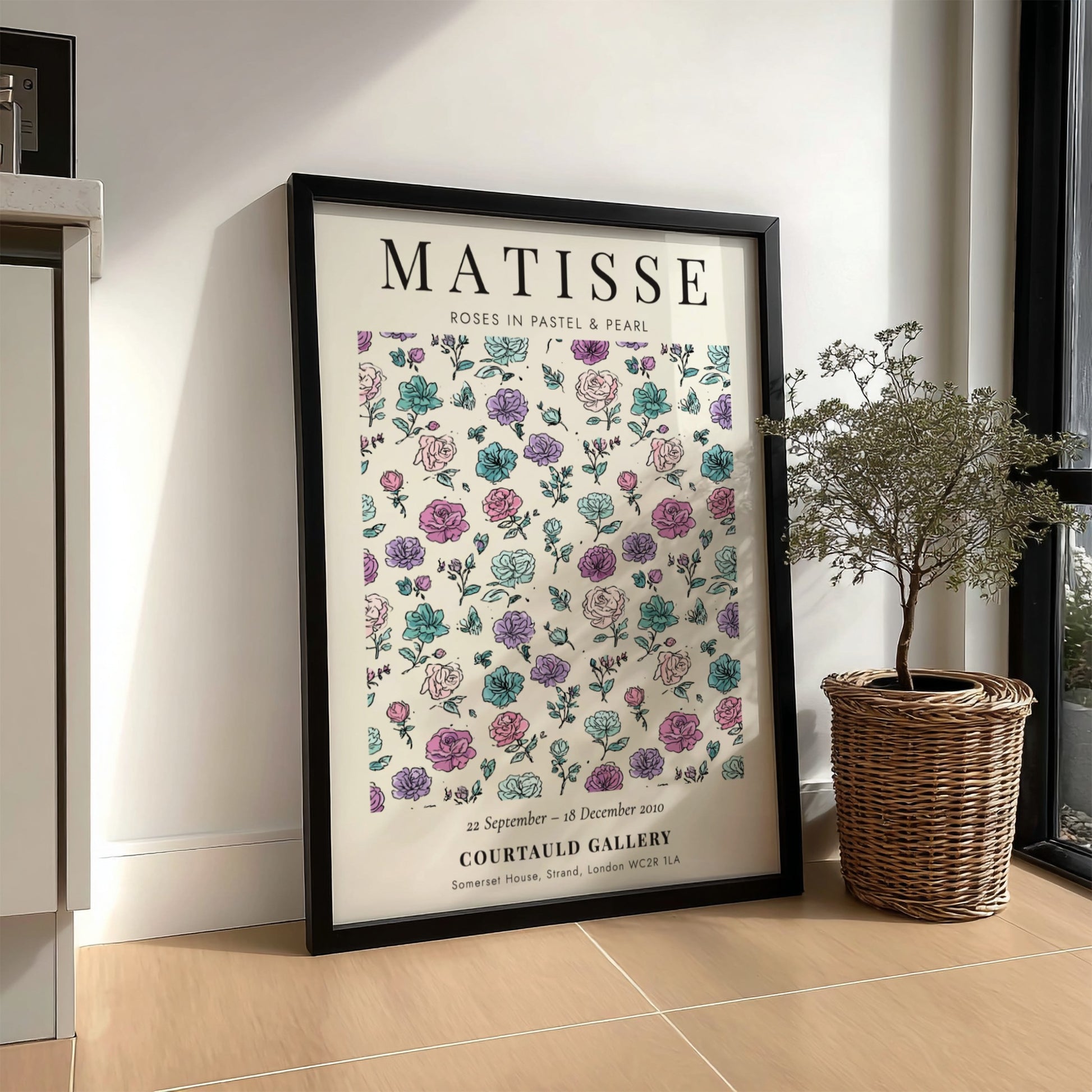 Henri Matisse poster featuring pastel roses in soft colors, floral art for wall decor
