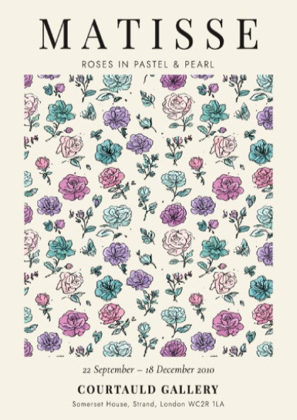 Henri Matisse poster featuring pastel roses in soft colors, floral art for wall decor