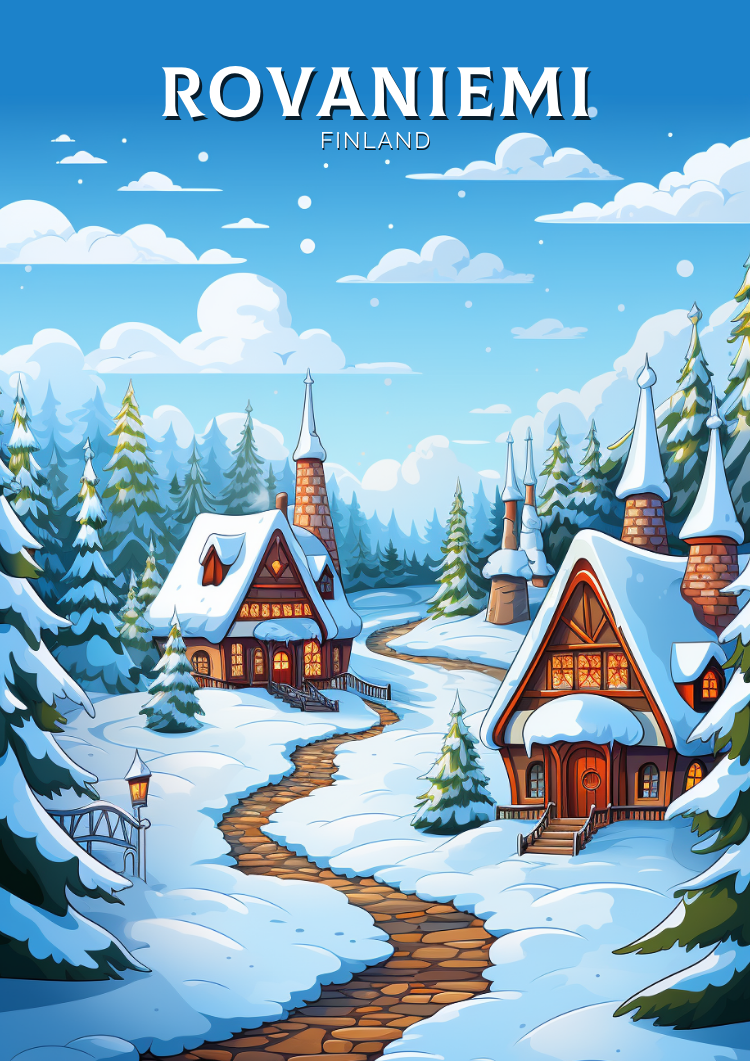 Europe ROVANIEMI TRAVEL PRINT - FINLAND ARTWORK