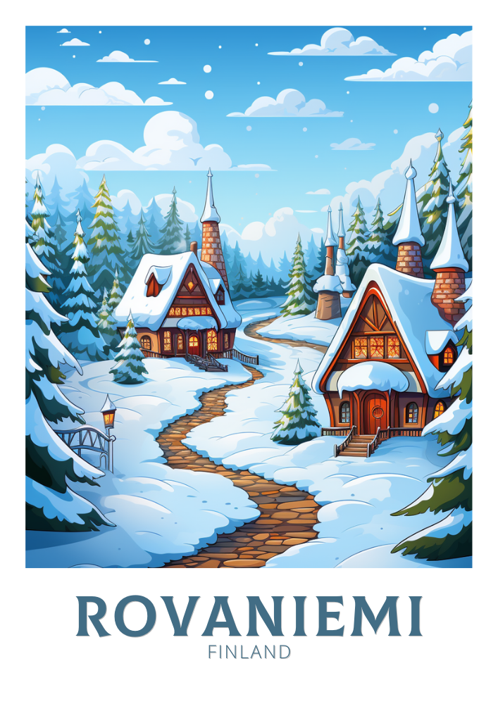 Europe ROVANIEMI TRAVEL POSTER - FINLAND ARTWORK