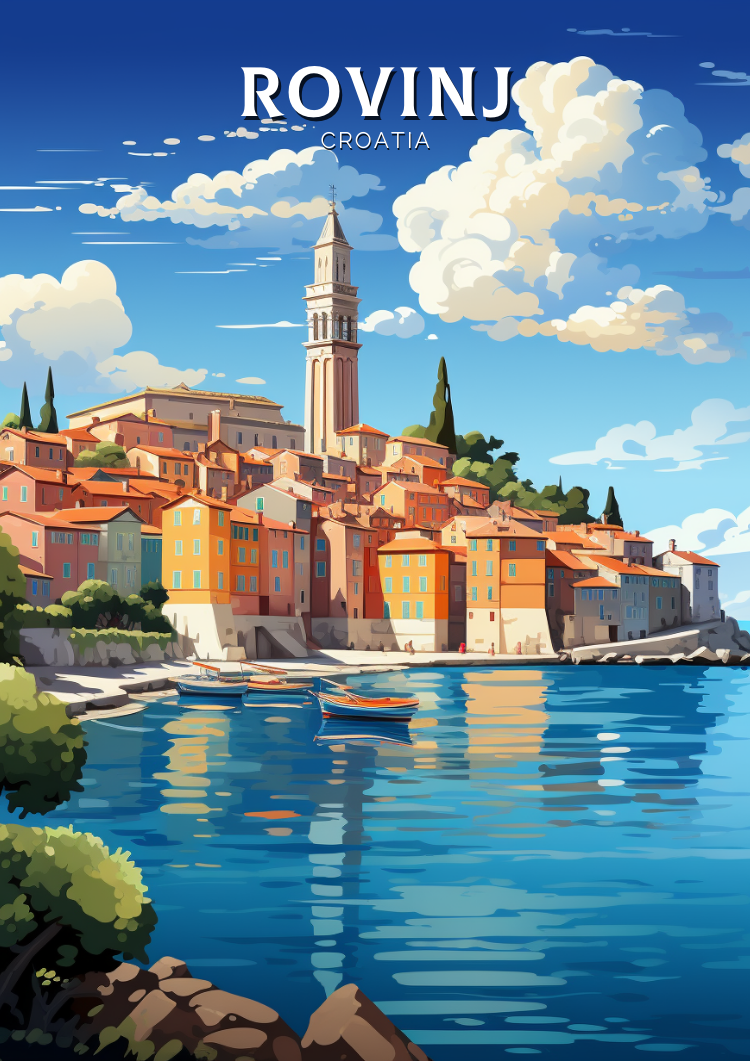 Europe ROVINJ TRAVEL POSTER - CROATIA ARTWORK