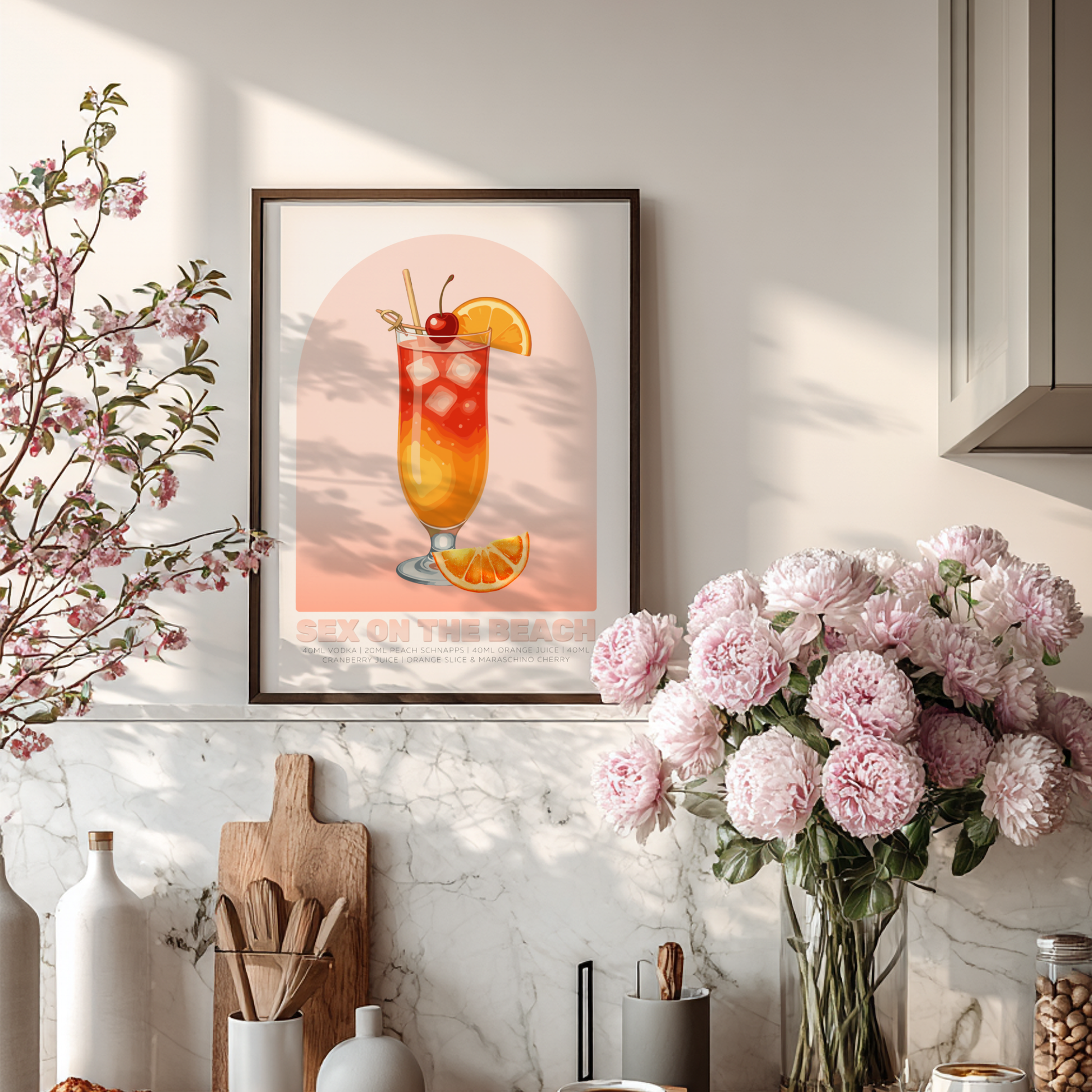 Sex on the Beach Cocktail Poster - Drinks Wall Art