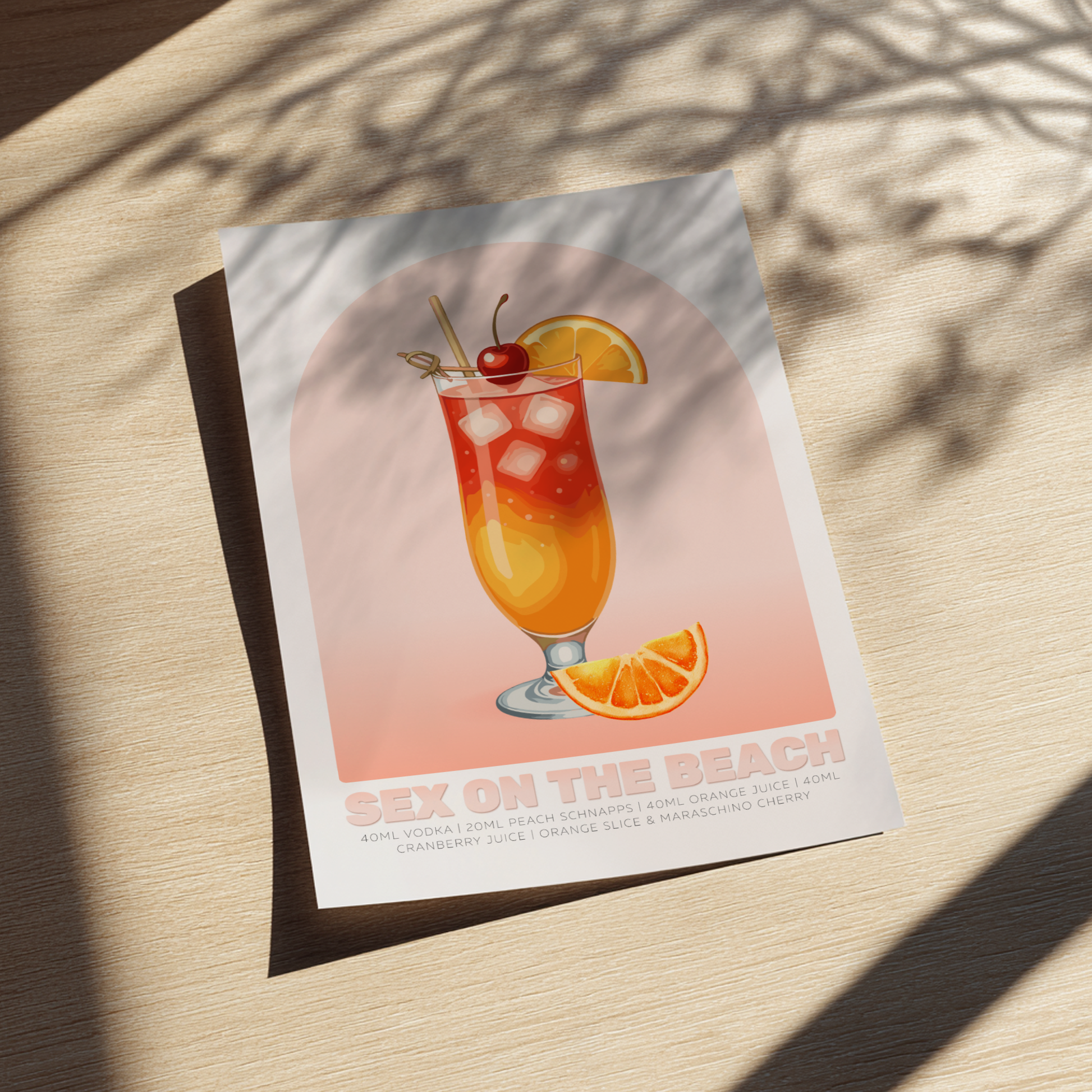 Sex on the Beach Cocktail Poster - Drinks Wall Art