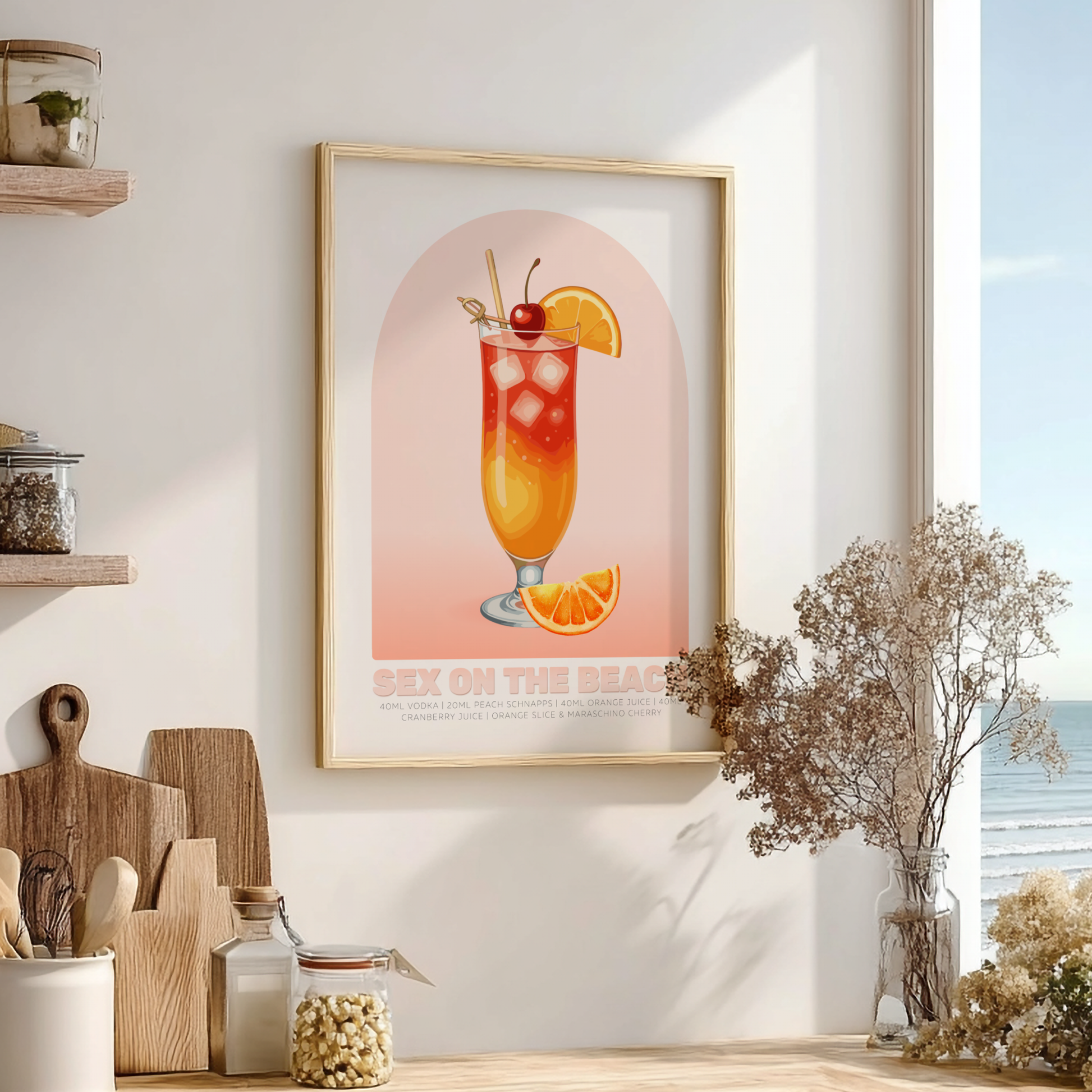 Sex on the Beach Cocktail Poster - Drinks Wall Art