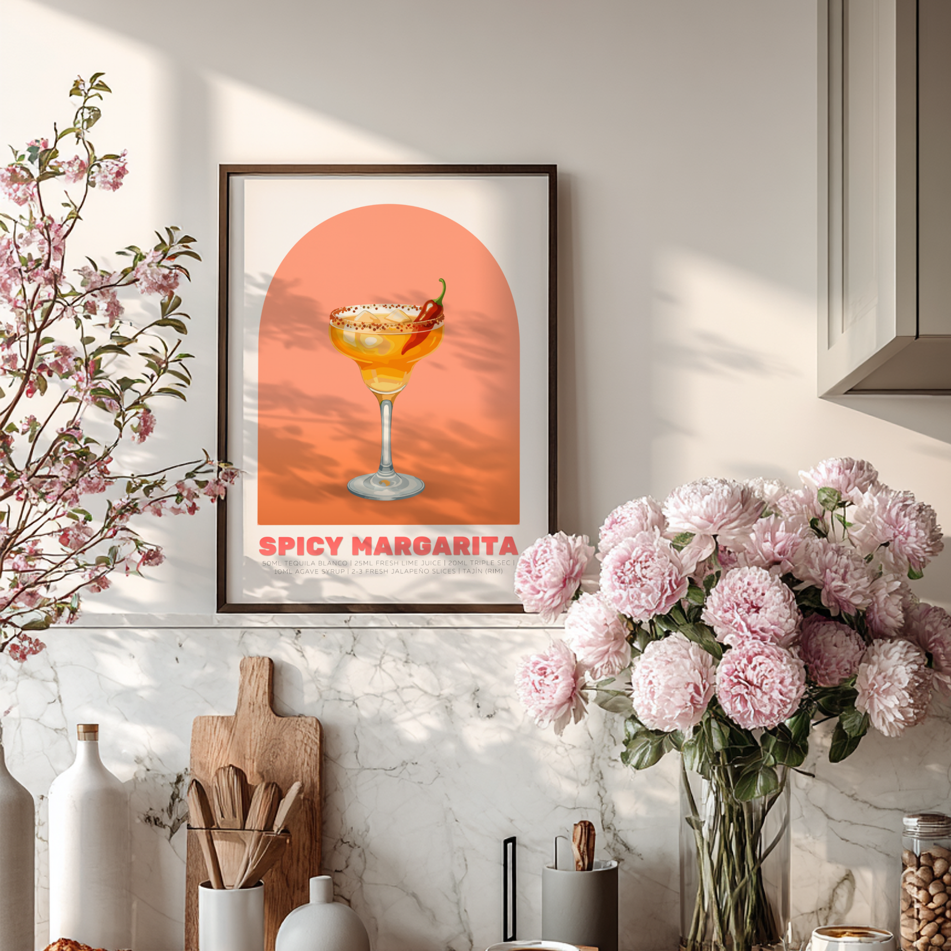 Spicy Margarita Cocktail Poster - Drinks Wall Art