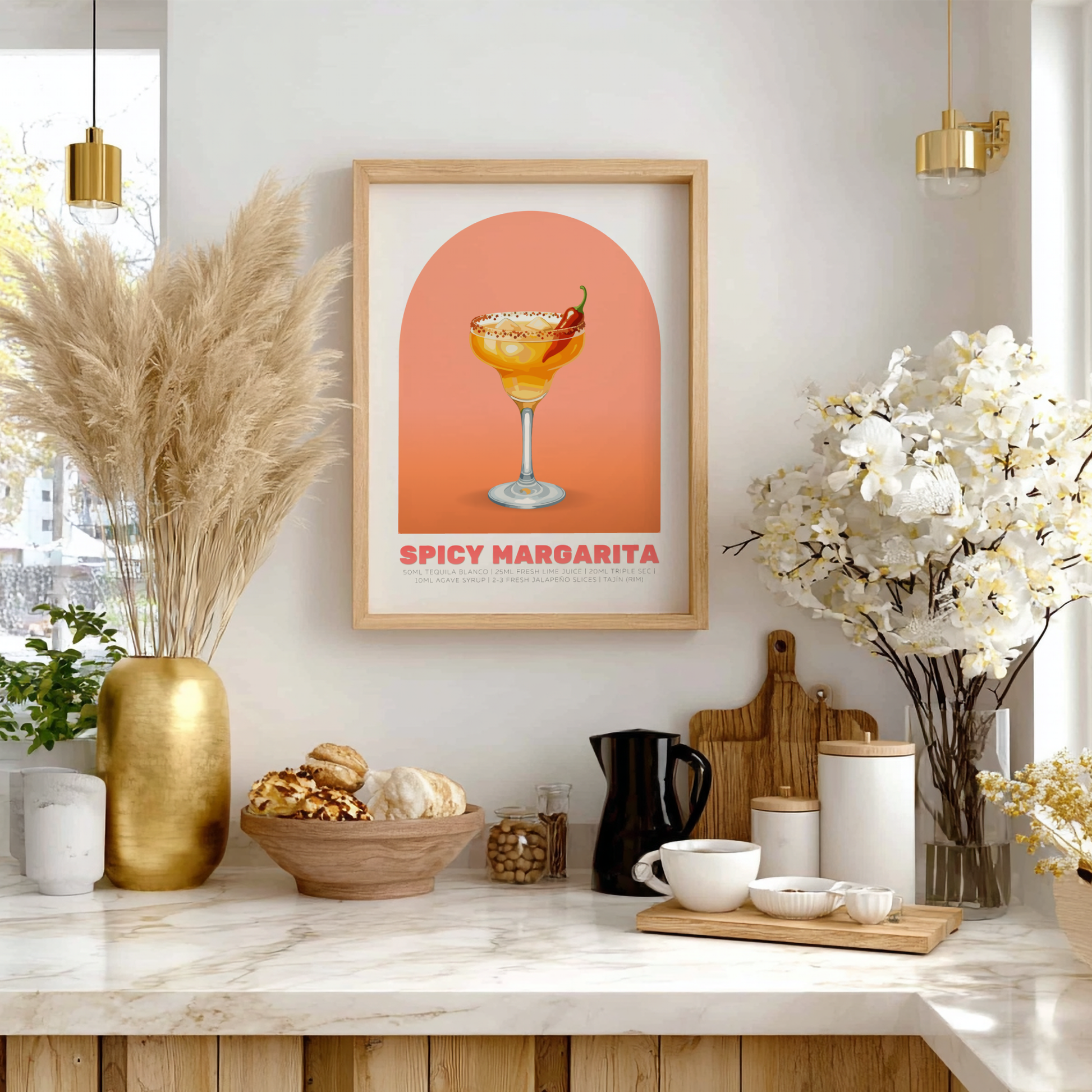 Spicy Margarita Cocktail Poster - Drinks Wall Art
