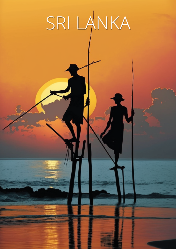 Asian SRI LANKA TRAVEL POSTER - RETRO PRINT