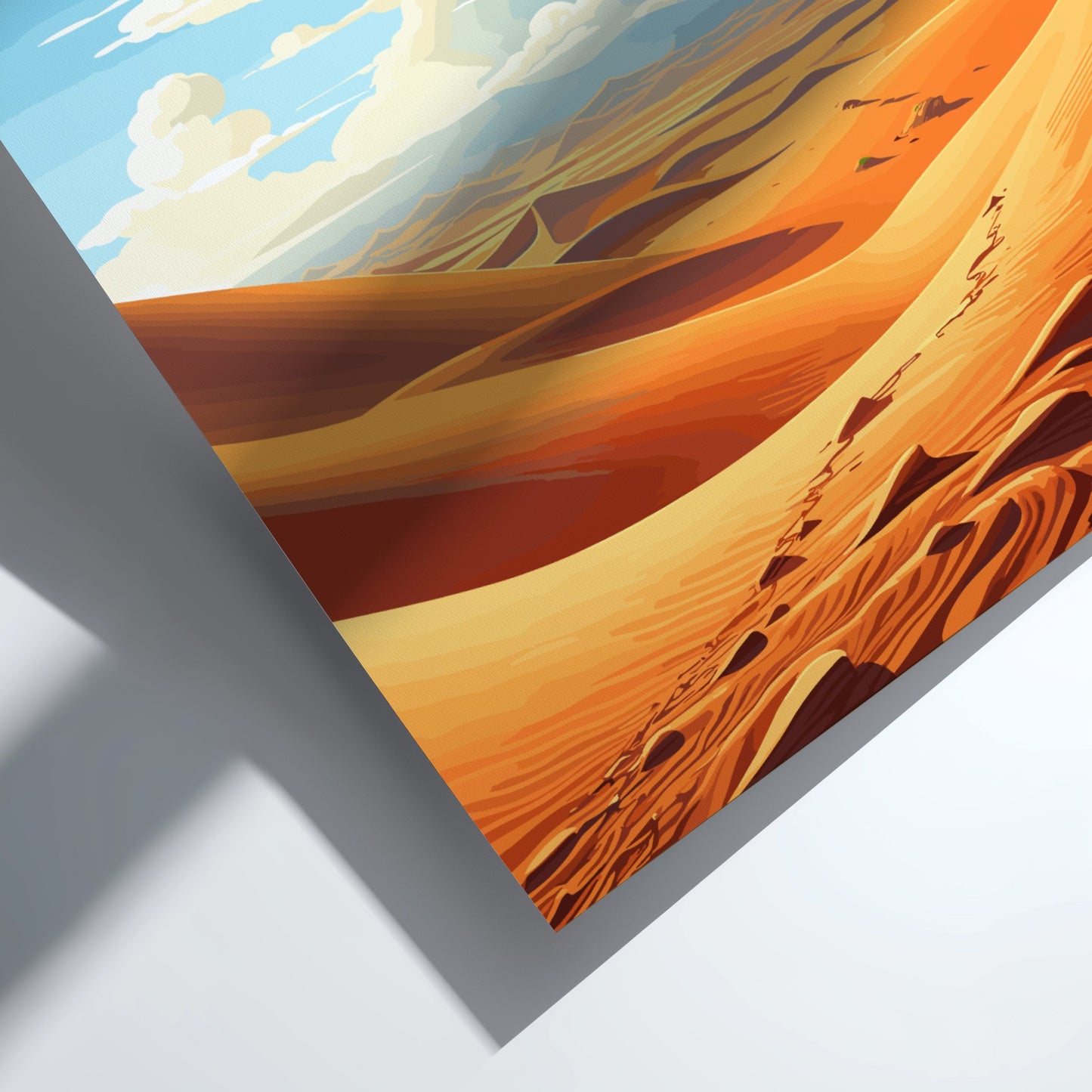 Desert landscape with sand dunes and a clear sky