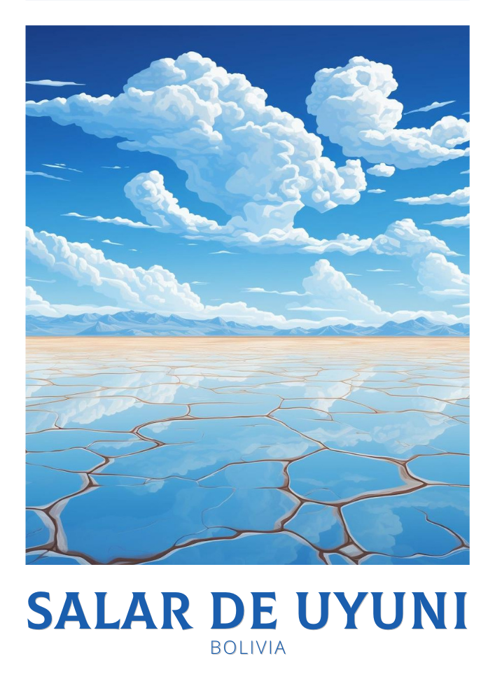 South America SALAR DE UYUNI TRAVEL POSTER - RETRO BOLIVIA ART