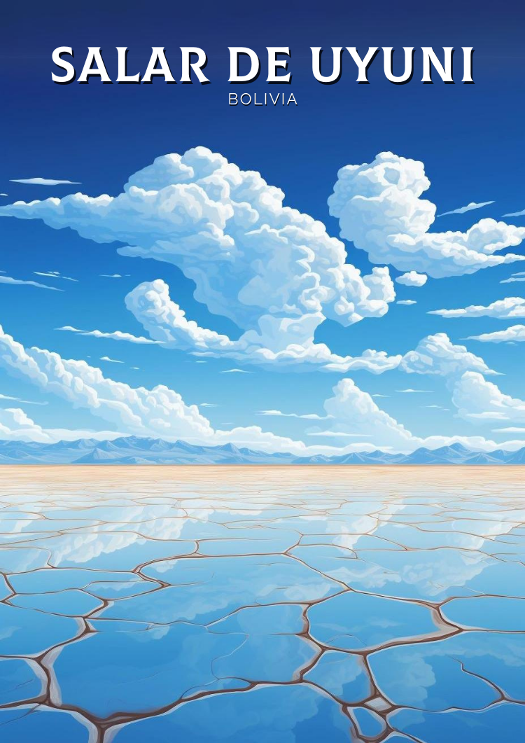 South America SALAR DE UYUNI PRINT - RETRO ARTWORK