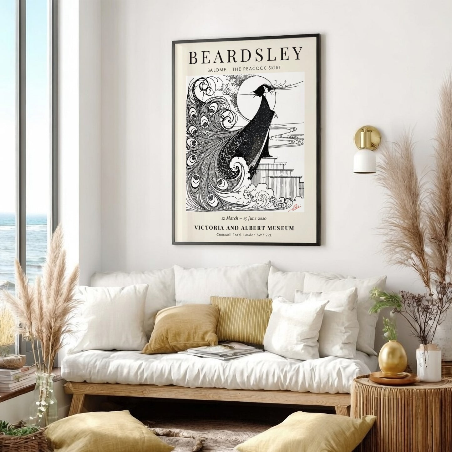 Salome The Peacock Skirt poster featuring intricate black and white design by Aubrey Beardsley