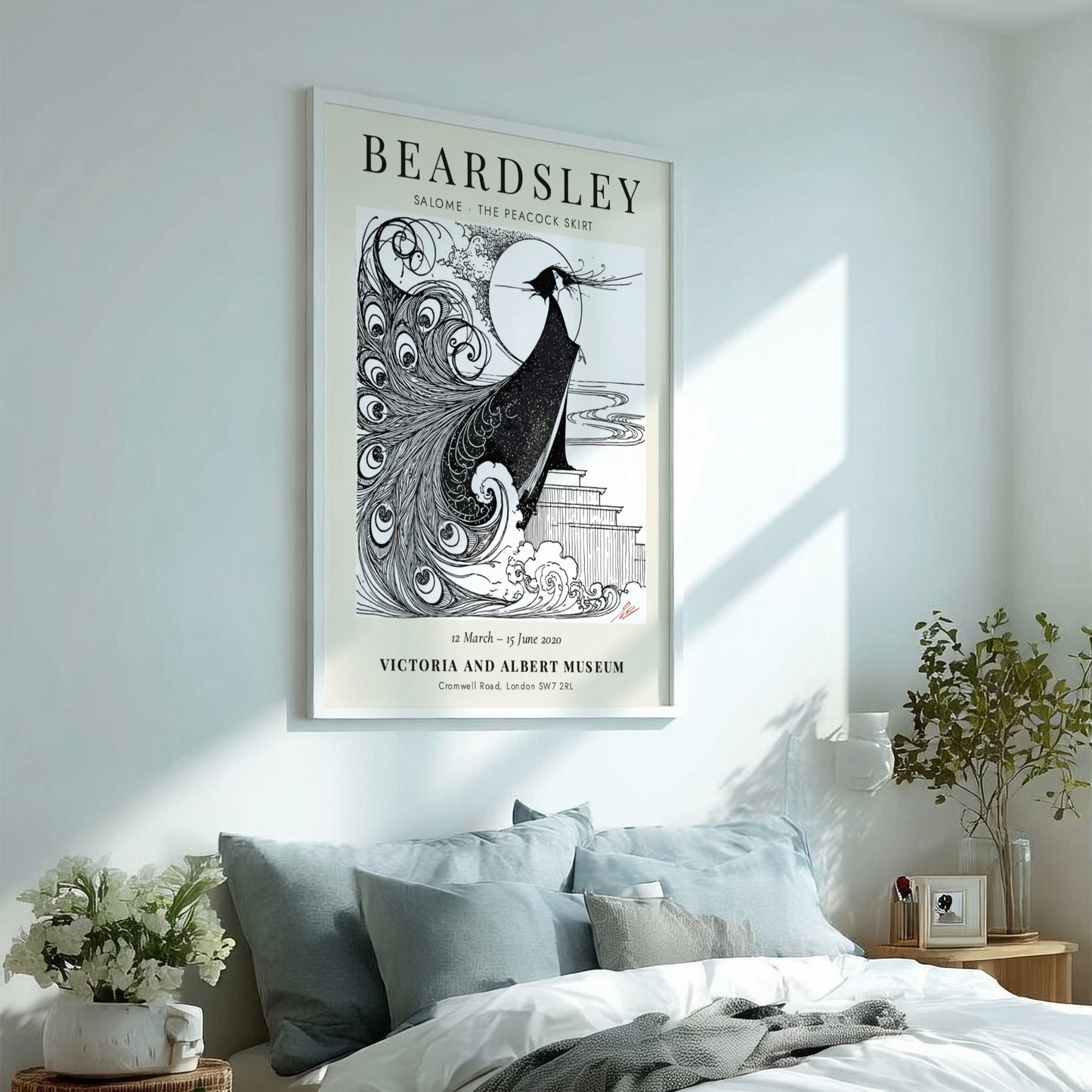 Salome The Peacock Skirt poster featuring intricate black and white design by Aubrey Beardsley