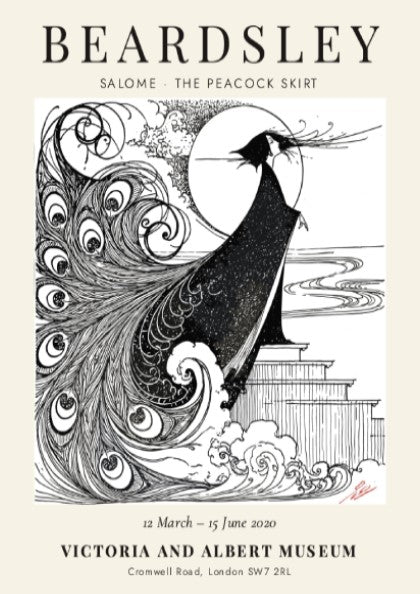 Salome The Peacock Skirt poster featuring intricate black and white design by Aubrey Beardsley