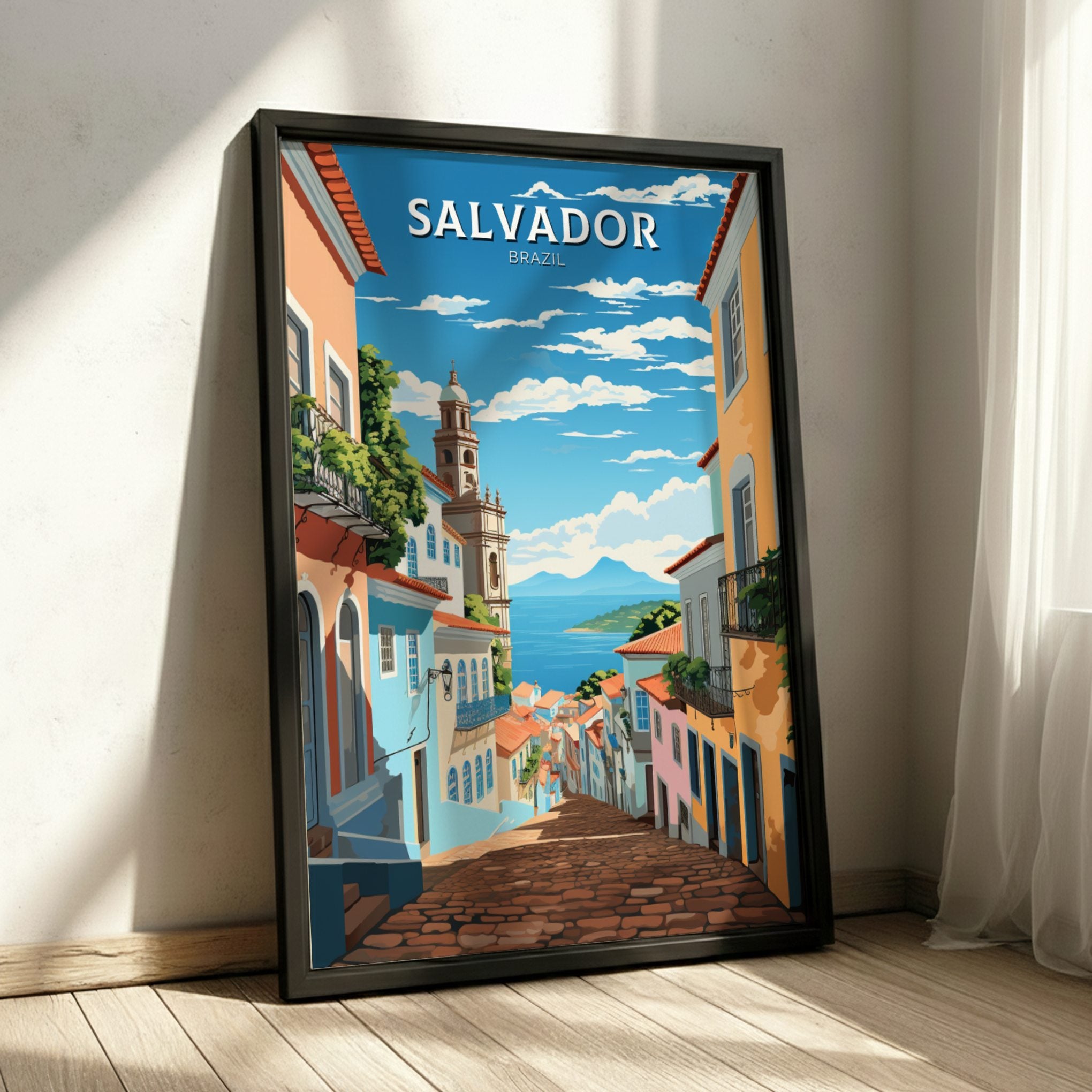 South America SALVADOR TRAVEL POSTER - RETRO BRAZIL ART