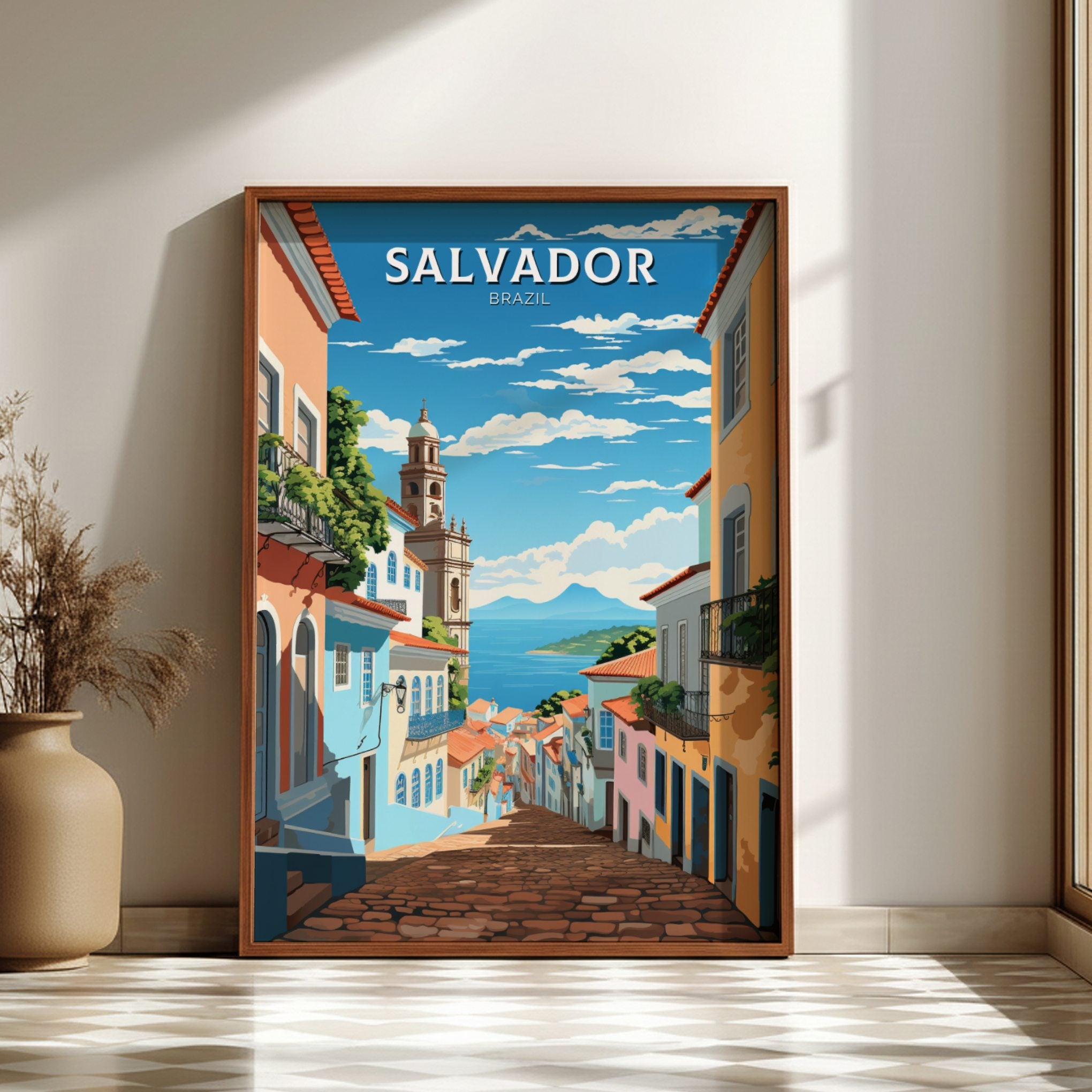 South America SALVADOR TRAVEL POSTER - RETRO BRAZIL ART