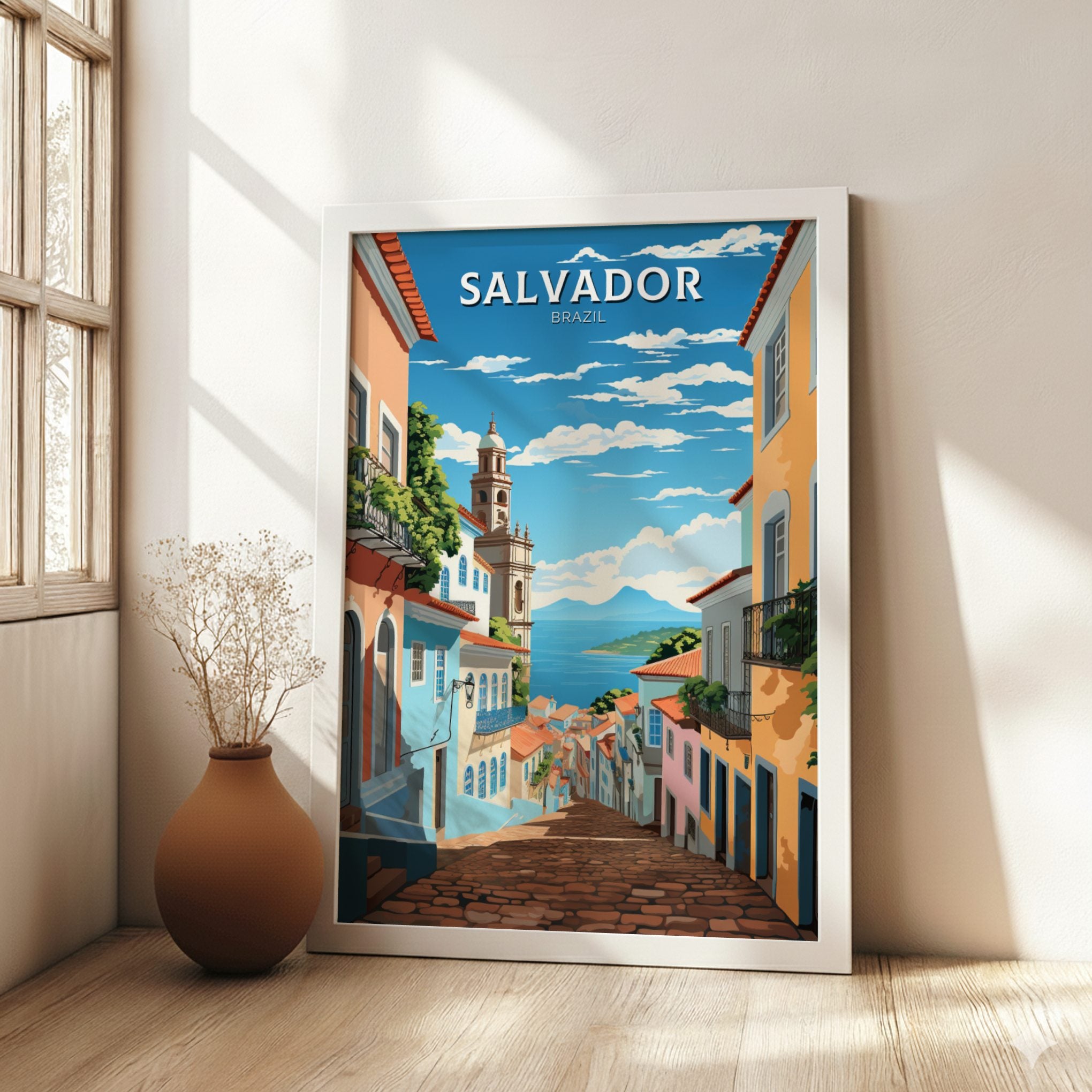 South America SALVADOR TRAVEL POSTER - RETRO BRAZIL ART