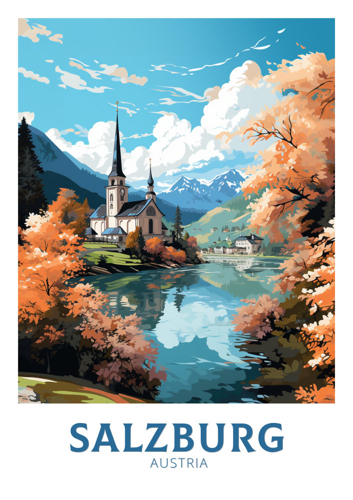 Europe SALZBURG TRAVEL ILLUSTRATION - AUSTRIA POSTER