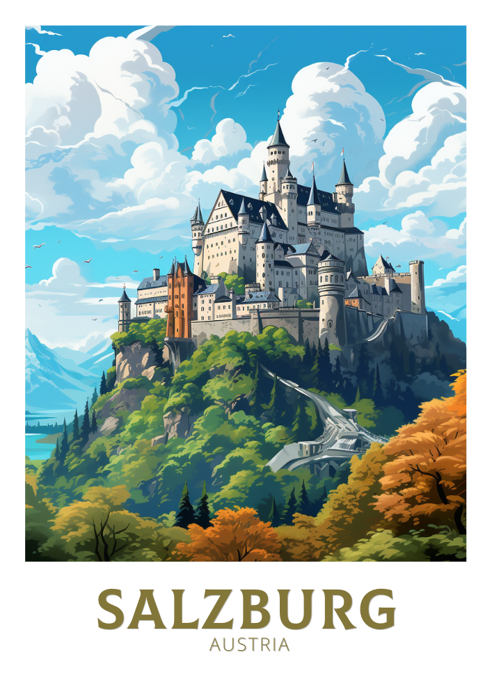 Europe SALZBURG TRAVEL WALL DECOR - AUSTRIA POSTER