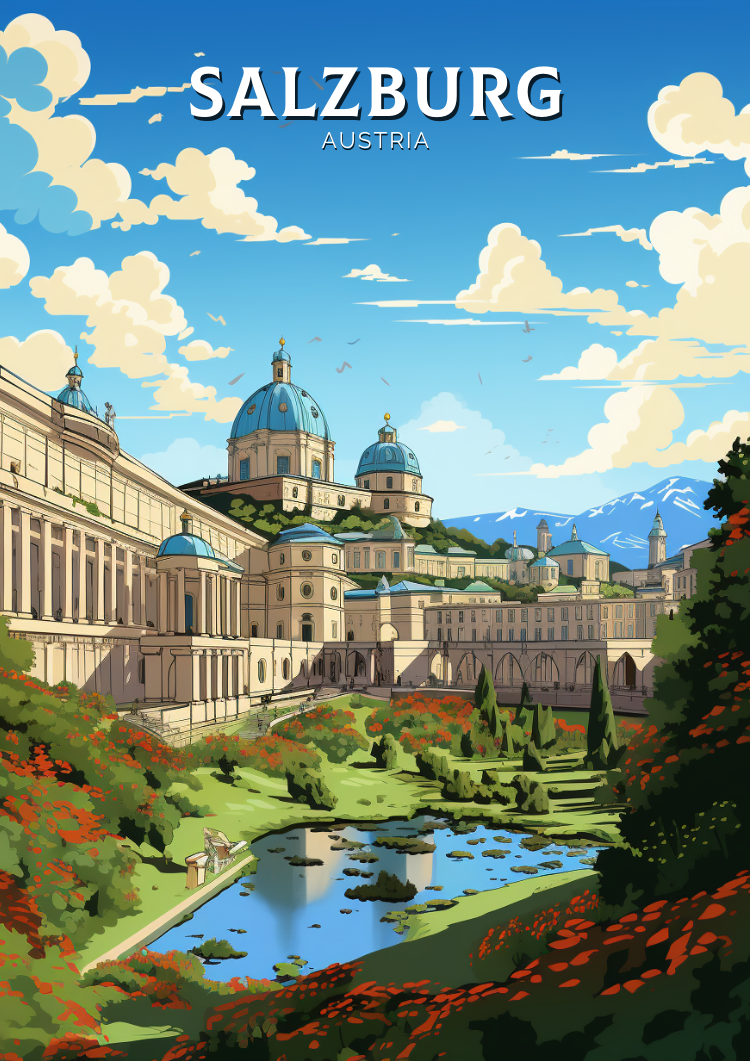 Europe SALZBURG TRAVEL POSTER - AUSTRIA ARTWORK