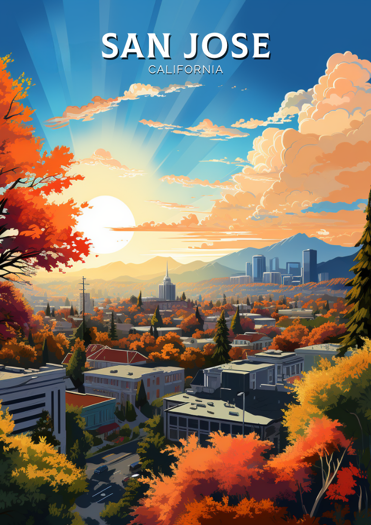 North AmericaSAN JOSE TRAVEL PRINT - CALIFORNIA ARTWORK