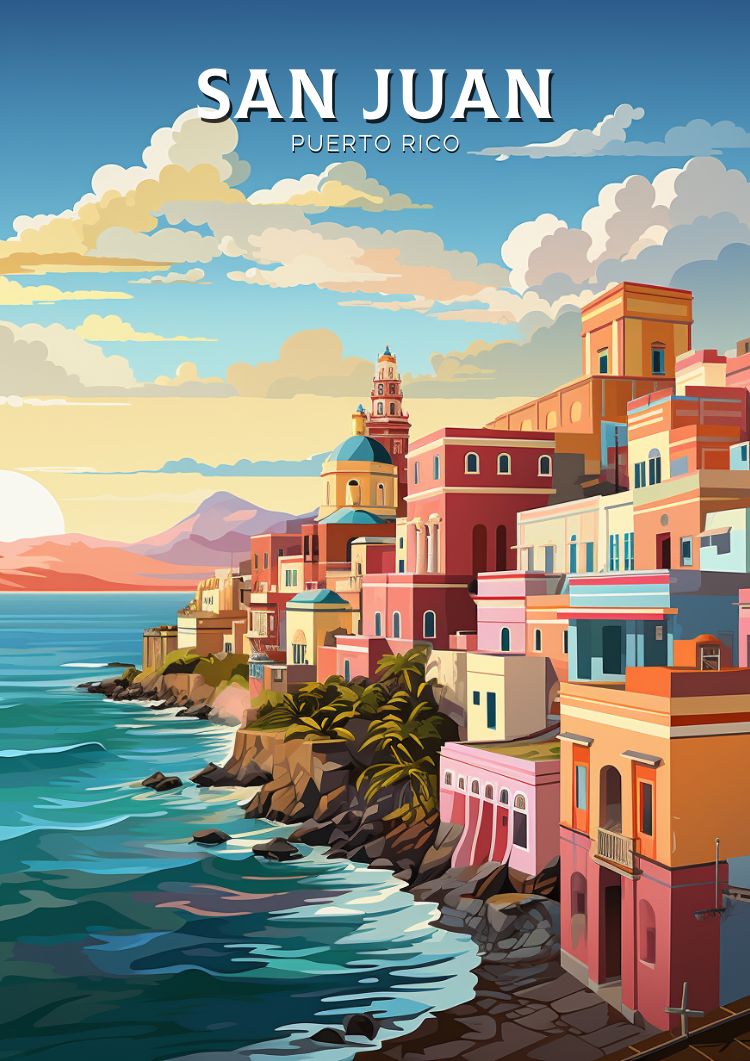 North AmericaSAN JUAN TRAVEL POSTER - PUERTO RICO ARTWORK