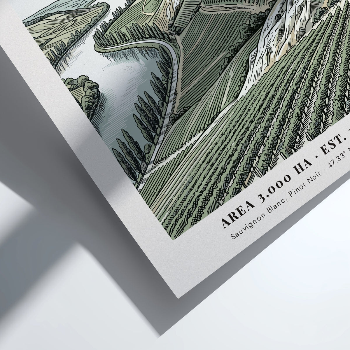 Poster of Sancerre village in Loire Valley with vineyards and river in soft tones