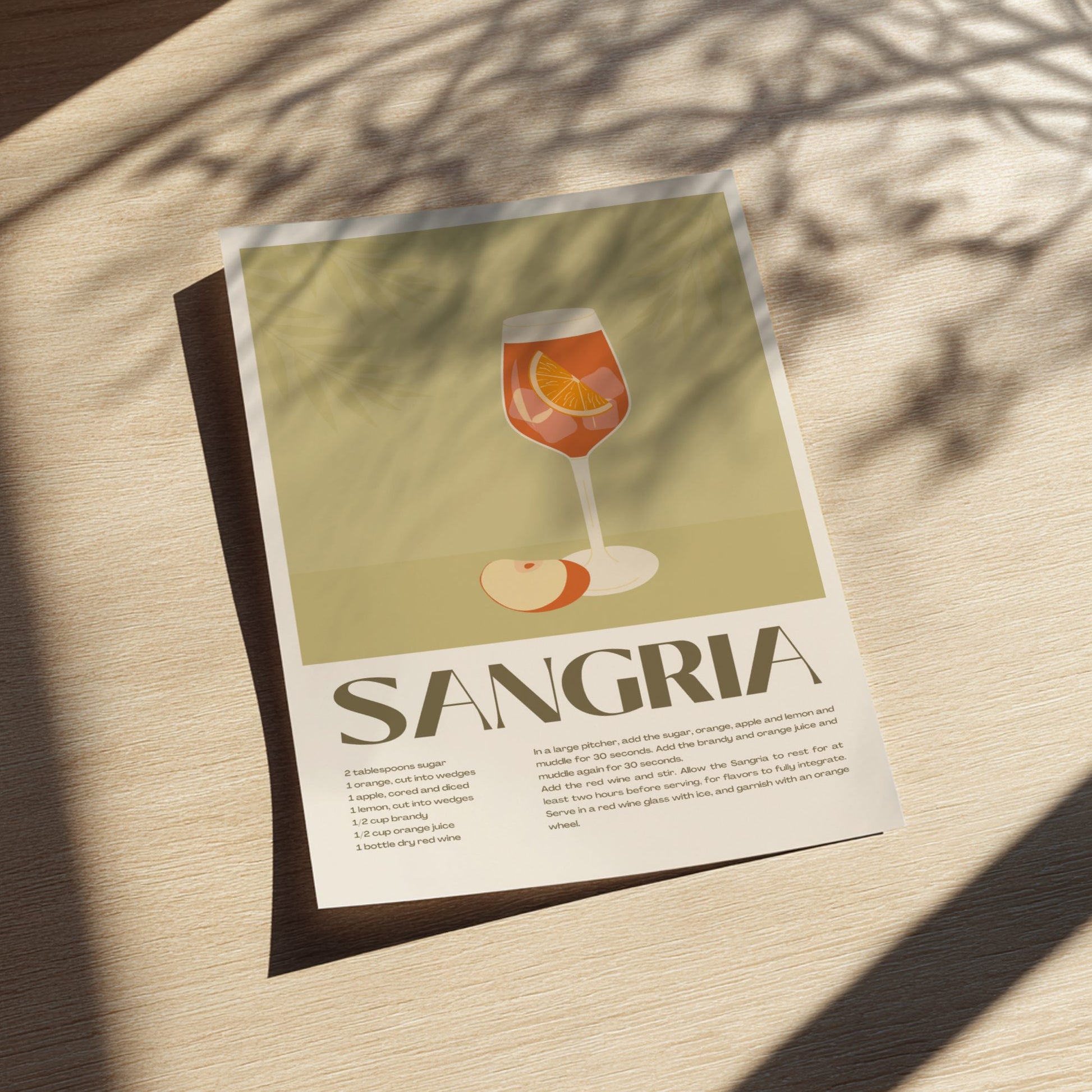 Sangria Cocktail Poster on a table