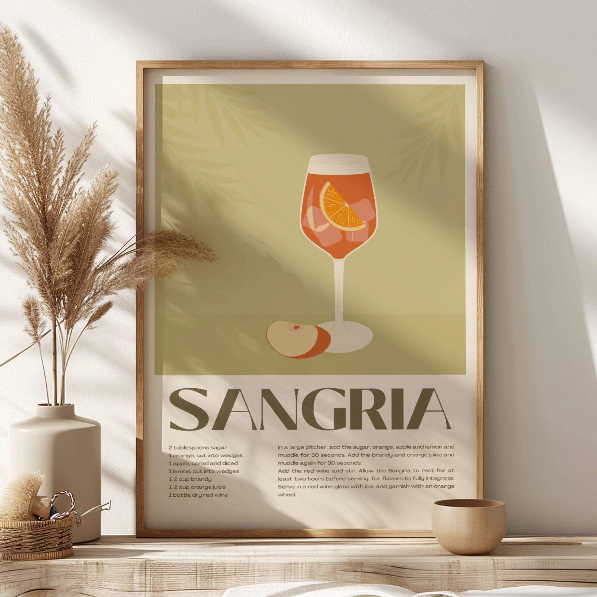 Sangria Cocktail Poster on a wall
