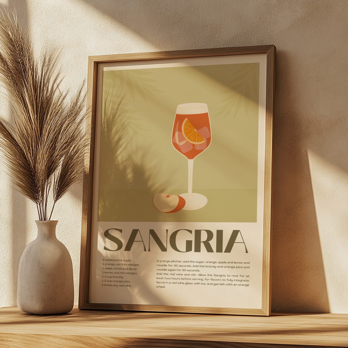 Sangria Cocktail Poster on a wall