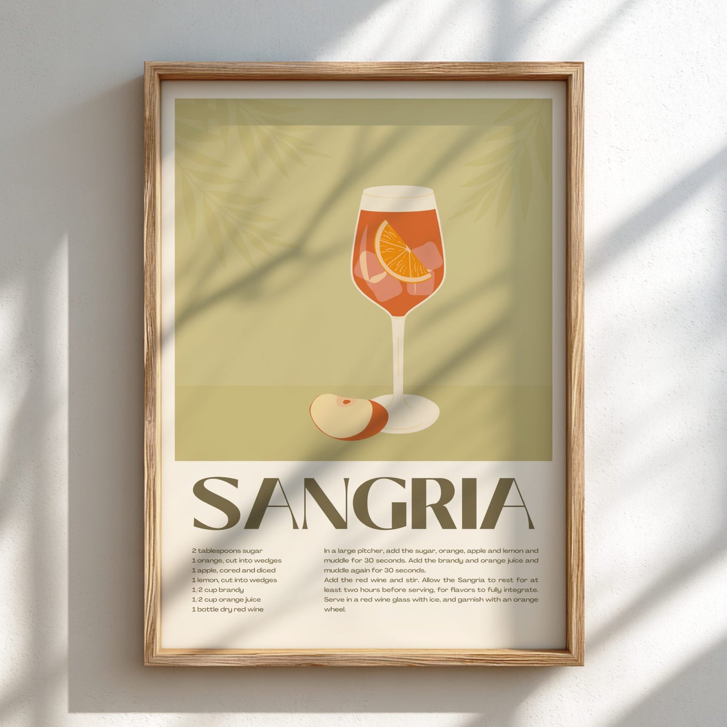 Sangria Cocktail Poster on a wall
