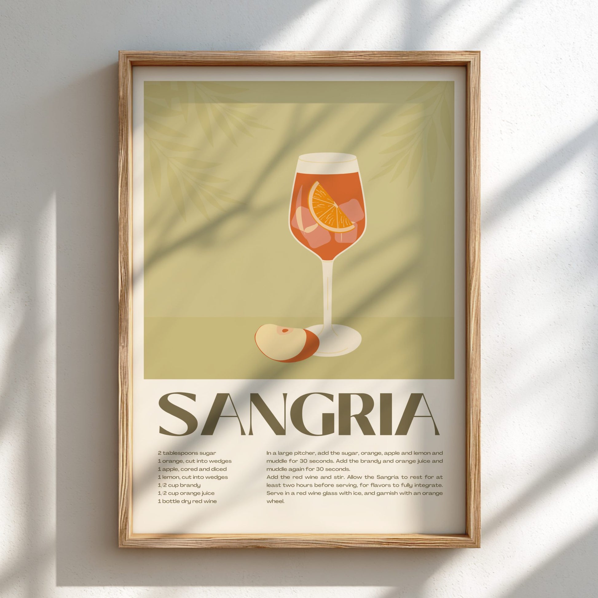 Sangria Cocktail Poster on a wall