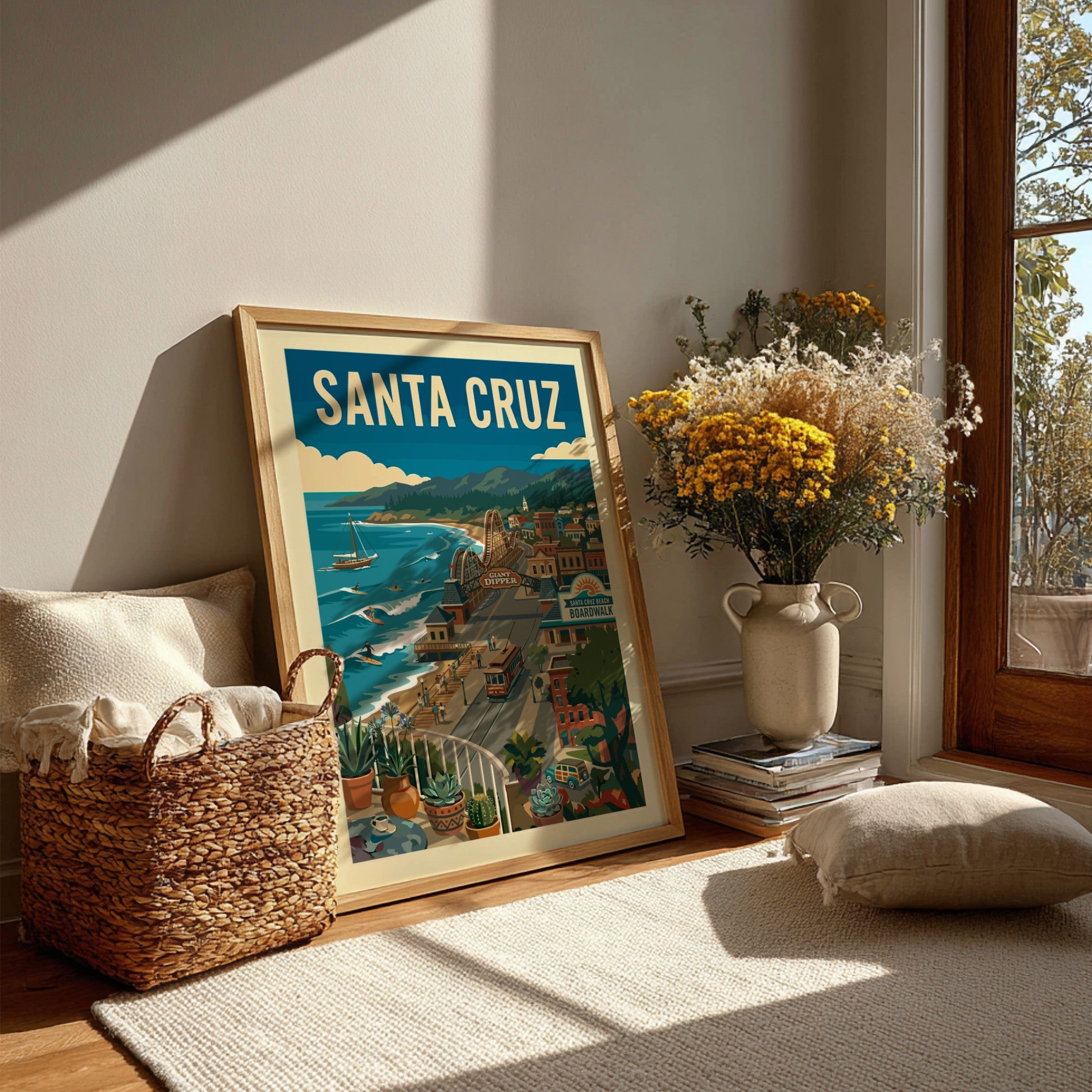 Santa Cruz Boardwalk Poster - Vintage Travel Art – Brighton Posters