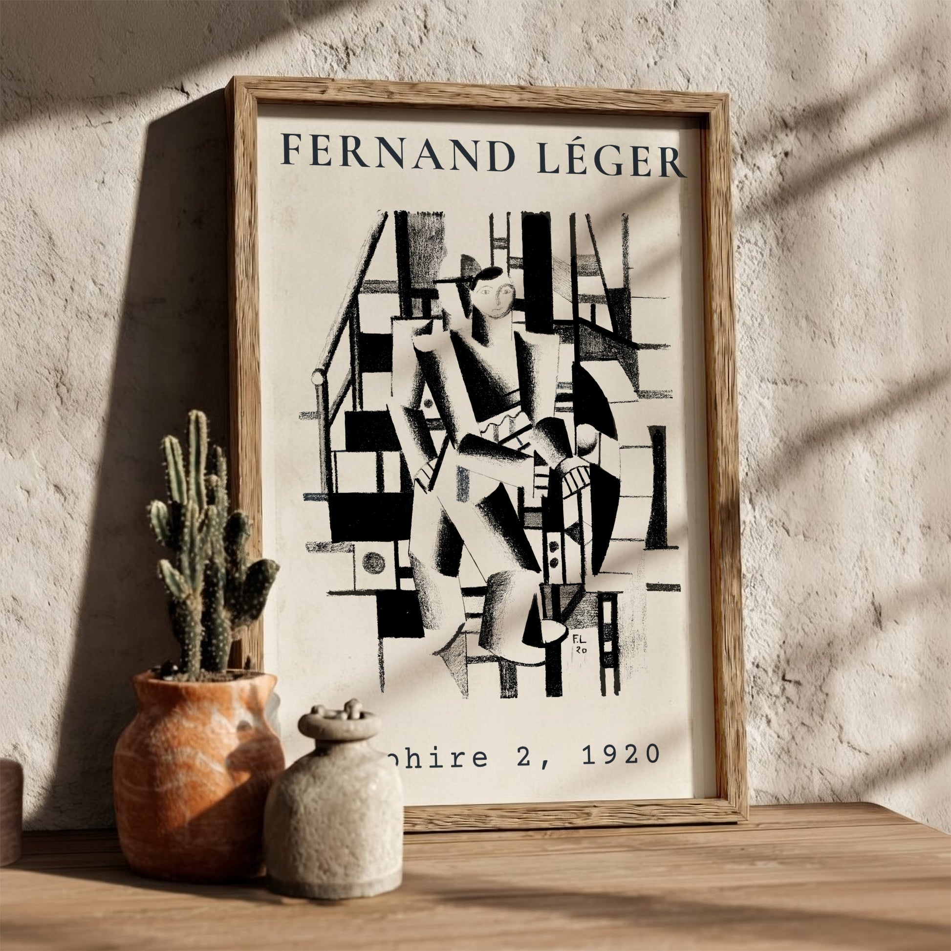 Fernand Léger Saphire 2 poster featuring a cubist figure and architectural elements in black and white.