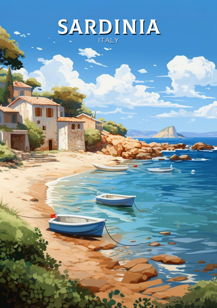 Europe SARDINIA TRAVEL PRINT - ITALY ARTWORK