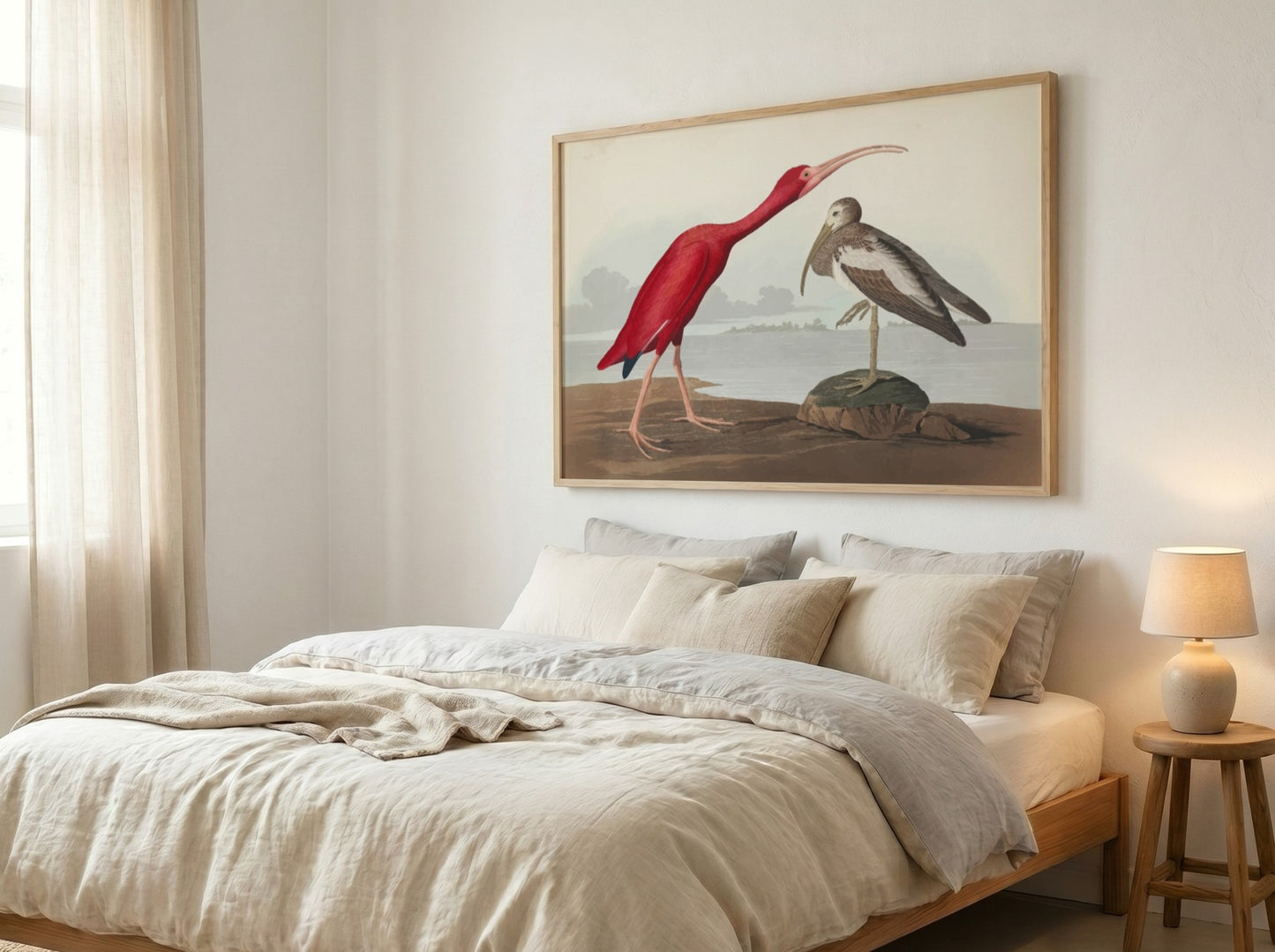 Scarlet Ibis art poster featuring vibrant red colors and intricate wildlife design, perfect for nature decor.