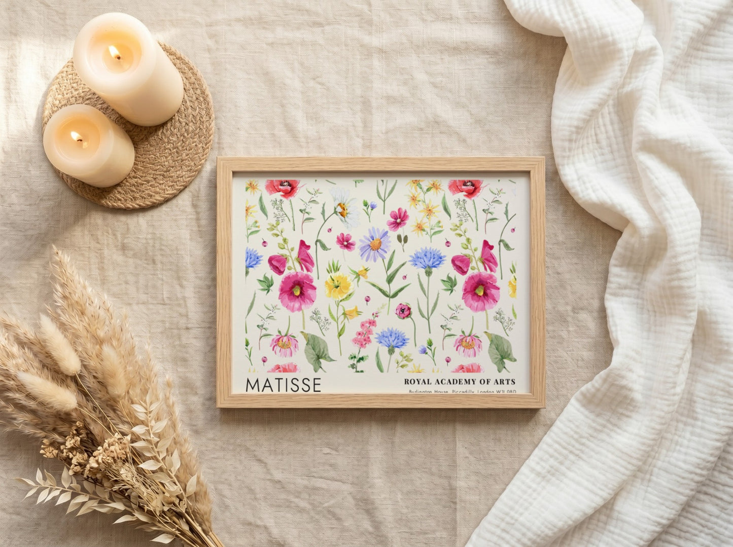 Scarlet Poppies at Midnight poster showcasing vibrant flowers in red and pink, a floral wall art by Henri