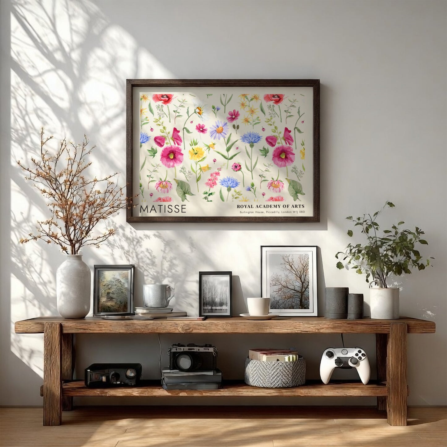 Scarlet Poppies at Midnight poster showcasing vibrant flowers in red and pink, a floral wall art by Henri