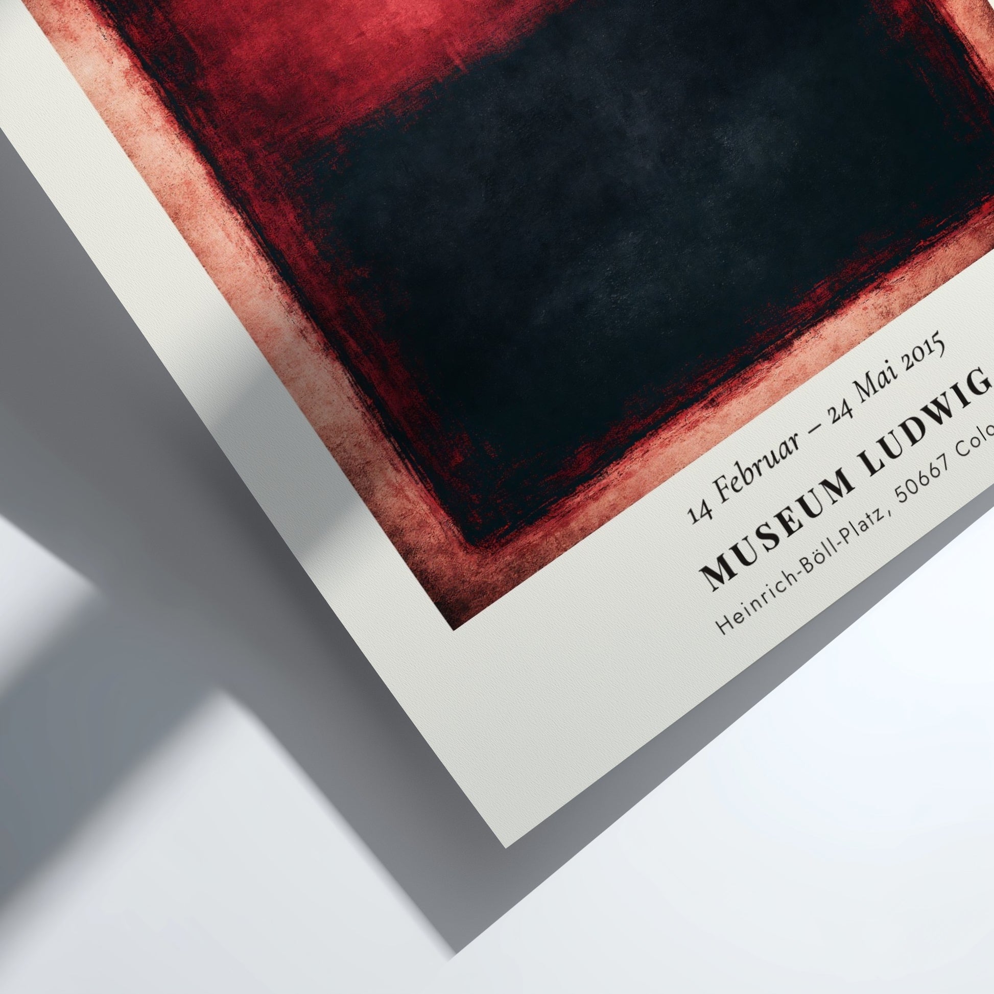 Wall art poster featuring Mark Rothko's Schwarz auf Kastanienbraun with deep red black blocks
