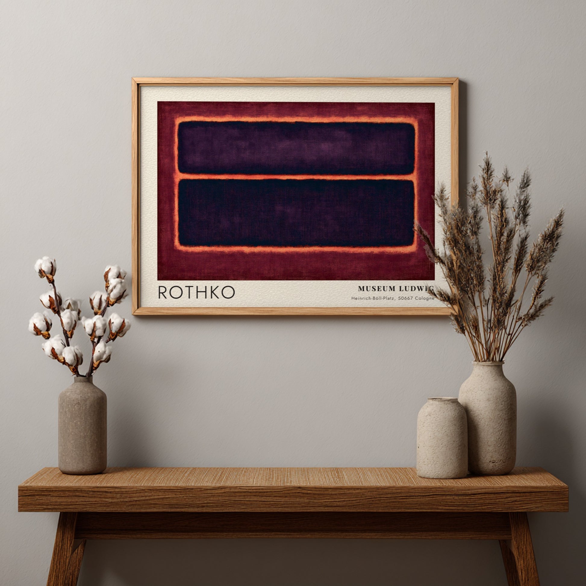Wall art poster featuring Mark Rothko Museum Ludwig abstract art in dark purple tones.