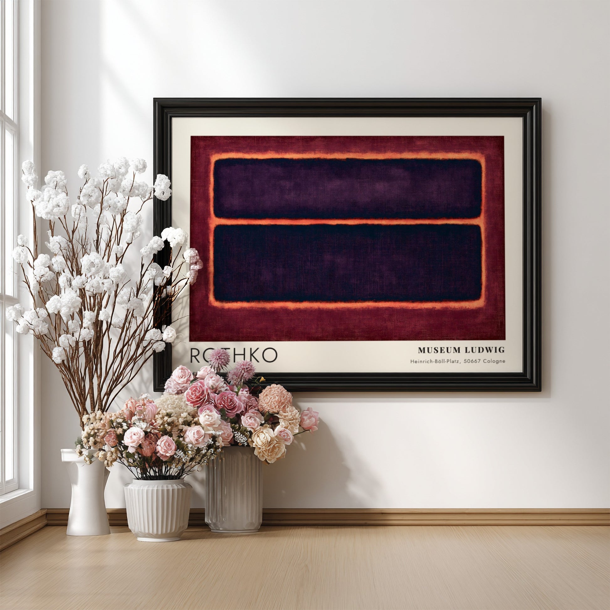 Wall art poster featuring Mark Rothko Museum Ludwig abstract art in dark purple tones.