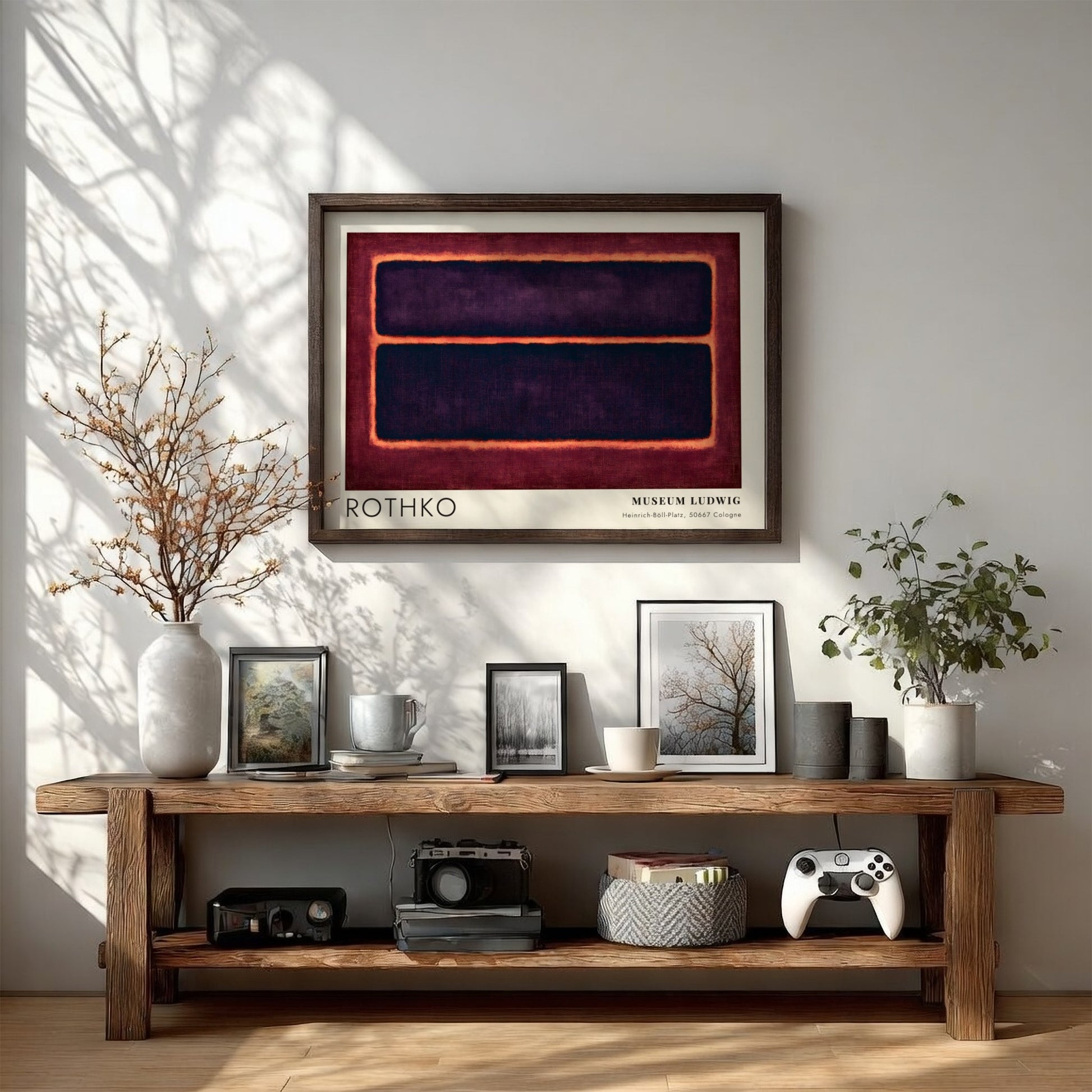 Wall art poster featuring Mark Rothko Museum Ludwig abstract art in dark purple tones.