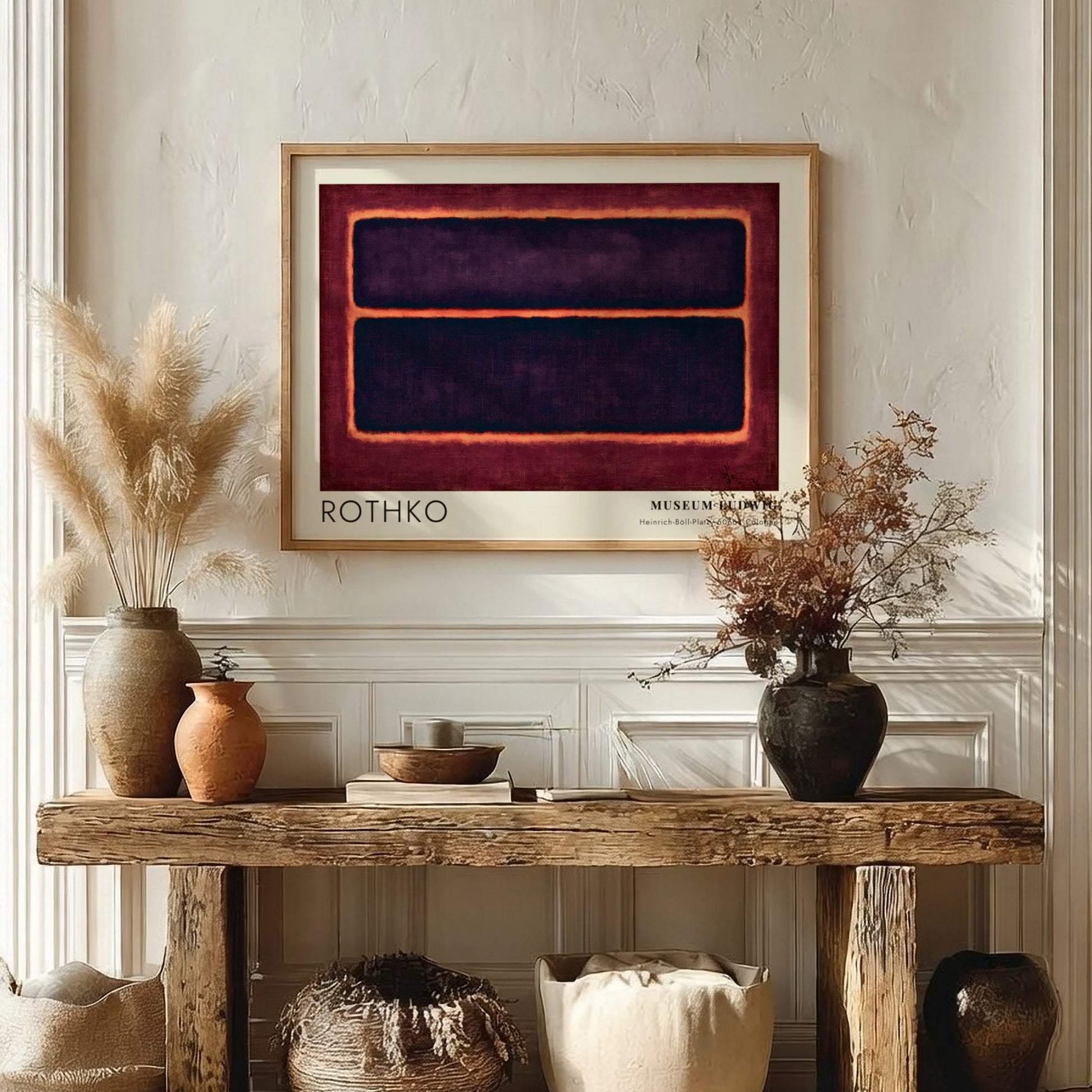 Wall art poster featuring Mark Rothko Museum Ludwig abstract art in dark purple tones.