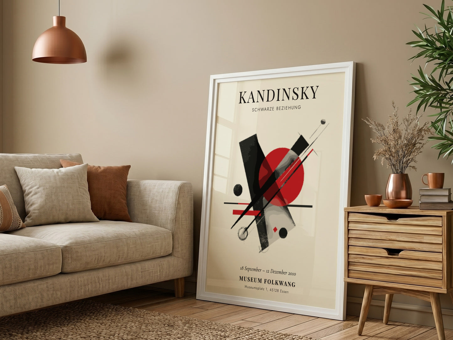 Kandinsky inspired poster with bold colors and geometric shapes, perfect for modern wall decor