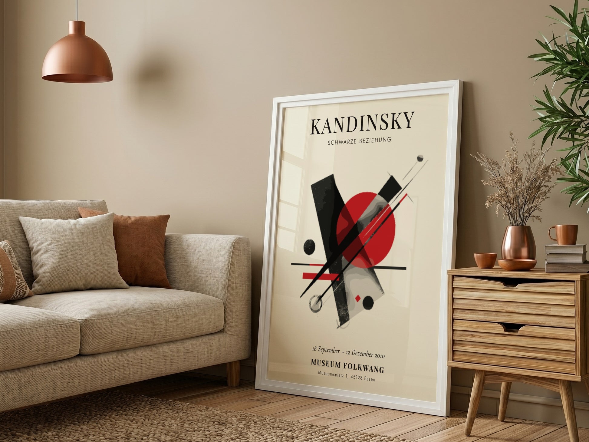 Kandinsky inspired poster with bold colors and geometric shapes, perfect for modern wall decor
